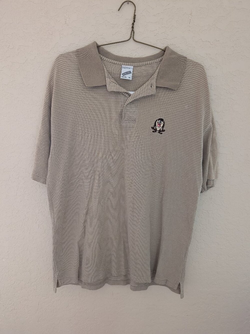 Vintage Warner Bros Studio Store Taz Tasmanian Devil Collared Polo Shirt Size XL